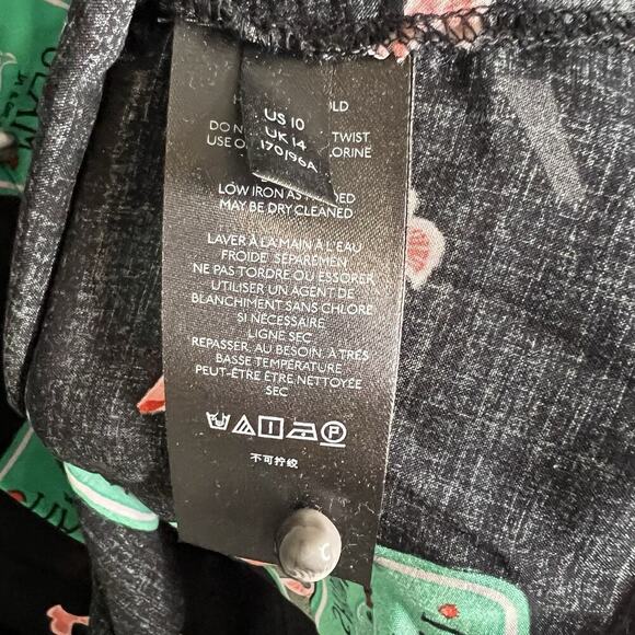 Anthropologie Womens Kendra Dandy Dreamer Button Down Shirt Sz 10 Green Black - Picture 13 of 16